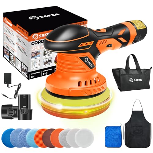 Cordless Buffer Polisher, Six-Inch with Two Batteries