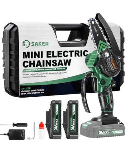 Mini Chainsaw with Two Batteries, Green